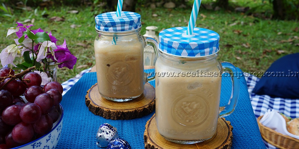 Tomatinhos recheados e Café gelado com maracujá